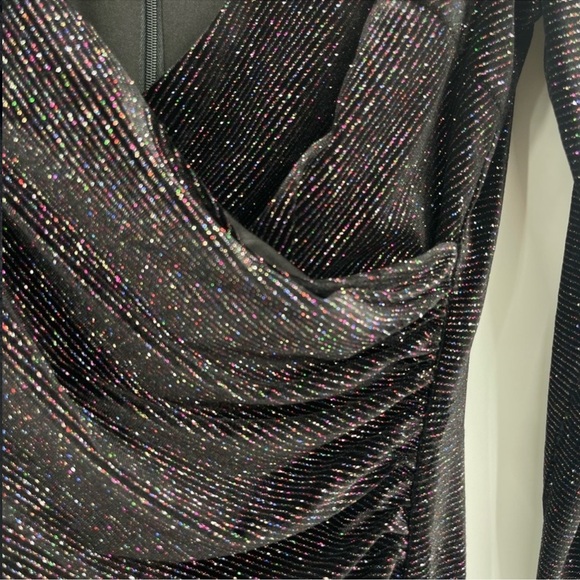 Aidan By Aidan Mattox Metallic Knit Long-Sleeve Dress Size 6 - Picture 5 of 6